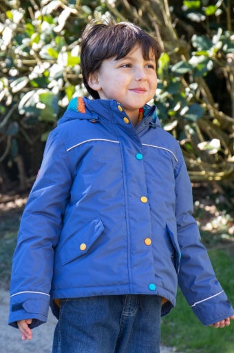 Frugi Rambler 3 In 1 Coat - Navy Blue/Autumn Stripe