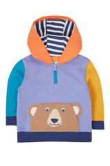 Frugi Hadley Half Zip Hoodie - Hotchpotch/Bear