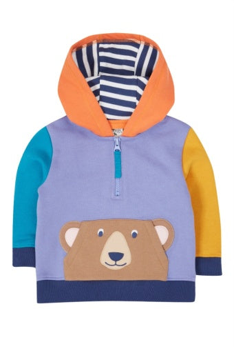Frugi Hadley Half Zip Hoodie - Hotchpotch/Bear