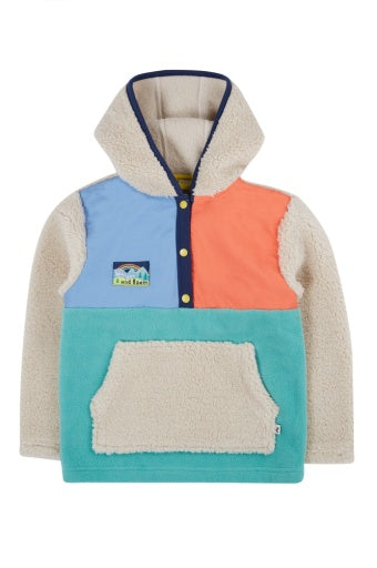 Frugi Casey Colour Block Fleece - Moss/Multi Colourblock