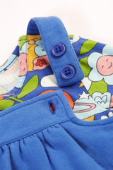 Frugi Polly Pinafore Outfit - Blue Tang/Retro Happy