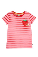 Frugi Camille Applique T-Shirt - Stripe/Strawberry