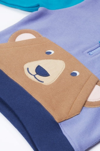 Frugi Hadley Half Zip Hoodie - Hotchpotch/Bear