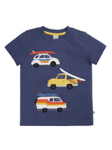Frugi Carsen Circular T-Shirt - Navy Blue/Vehicles
