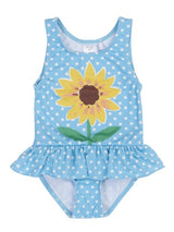 Frugi Little Coral Swimsuit - Blue Skies Sunflower