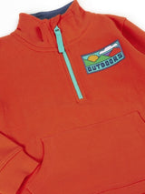 Frugi Handy Half Zip Sweatshirt - Papaya/Outdoors
