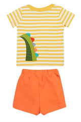 Frugi Easy On Wrap Around Outfit - Stripe/Crocodile