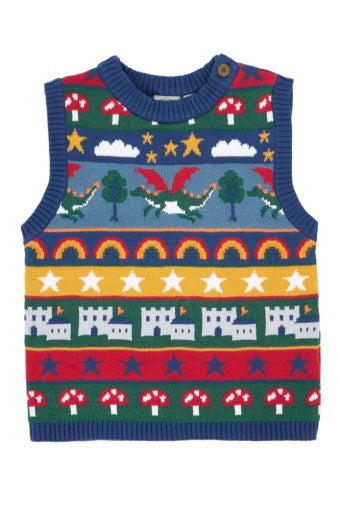 Frugi Tavi Knitted Tank Top - Dragon Fair Isle