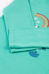 Frugi Anna Applique Top - Pacific Aqua/Horse