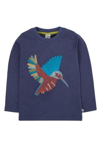 Frugi Adventure Embroidered Top - Navy/Kingfisher