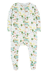 Frugi Lovely Babygrow - Soft White Farm Life