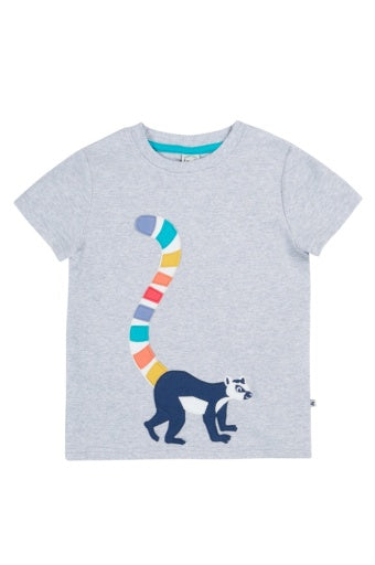 Frugi Carsen Applique T-Shirt - Grey Marl/Lemur