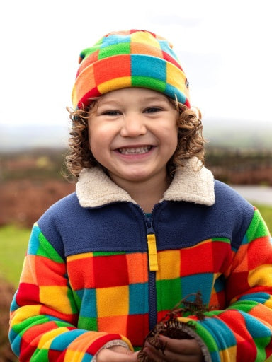 Frugi Blazey Reversible Fleece Jacket - Kaleidoscope/Moon