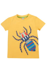 Frugi Carsen Applique T-Shirt - Bumblebee/Peacock Spider