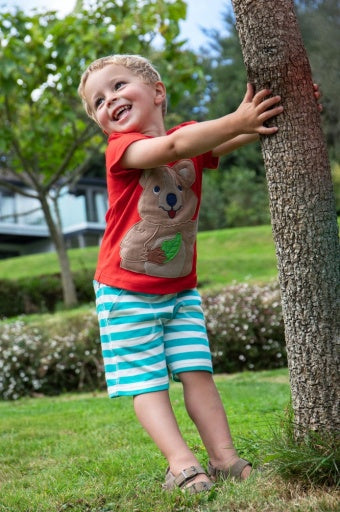 Frugi Sunny Shorts - Sea Moss/Stripe