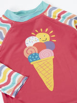 Frugi Sun Safe Rash Vest - Rainbow Wave/Ice Cream