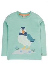 Frugi Adventure Embroidered Top - Moss/Puffin Stitch