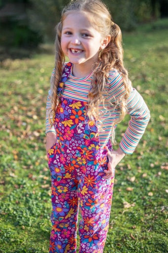 Frugi Frida Flared Dungaree - Retro Floral