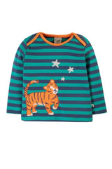 Frugi Bobby Applique Top - Iguana Stripe/Tiger