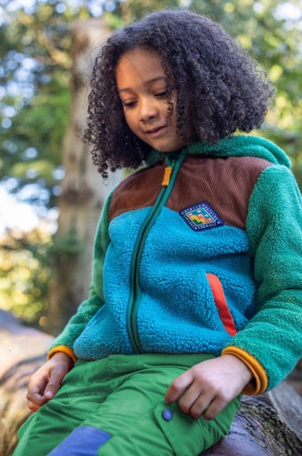 Frugi Bracken Fleece Cord Jacket - Holly Green/Hotchpotch