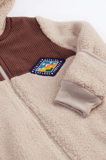 Frugi Cord Ted Snuggle Suit - Twig/Teddy Bear
