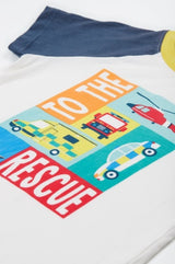 Frugi Reid Raglan T-Shirt - Soft White/Rescue