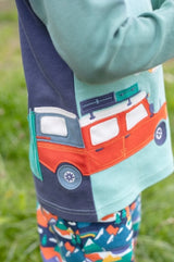 Frugi Albert Wrap Around Top - Moss/4X4 Camper