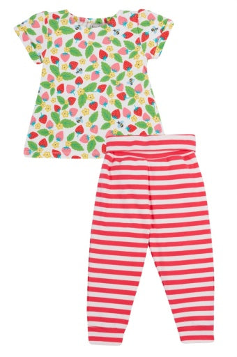 Frugi Wendy Summer Outfit - Strawberry Field/Stripe