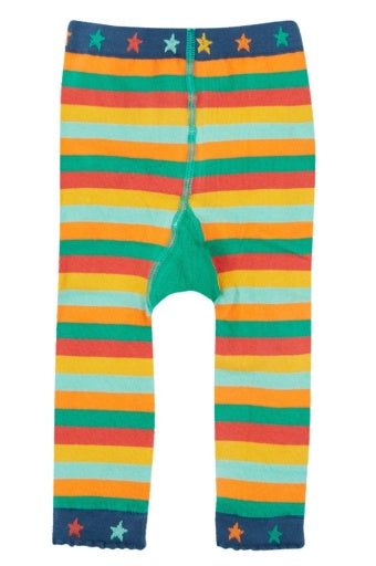 Frugi Little Knitted Leggings - Rainbow Stripe/Tractor