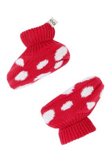 Frugi Noa Knitted Booties - Red/Mushroom