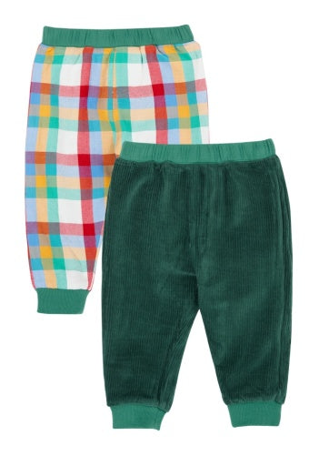 Frugi Ronnie Reversible Pull Ups - Holly Green/Check