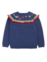 Frugi Romi Ruffle Cardigan - Navy Blue/Rainbow