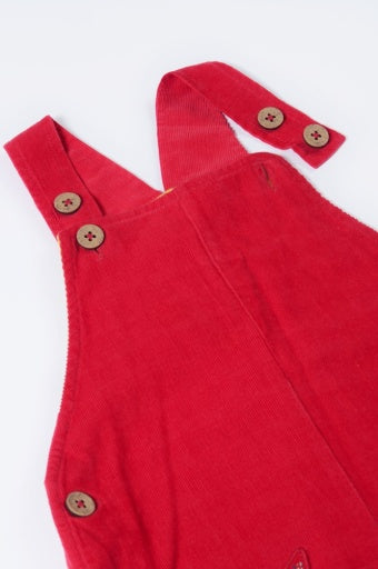 Frugi Cory Cord Dungaree - Berry Red/Star