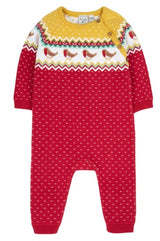 Frugi Lumi Knitted Romper - Festive Fair Isle