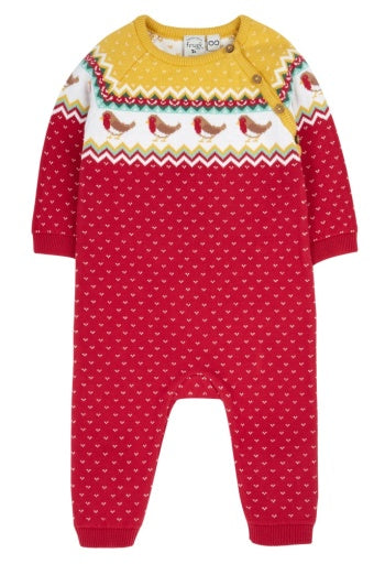 Frugi Lumi Knitted Romper - Festive Fair Isle