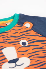 Frugi Happy Raglan Top - Tiger/Tiger Face