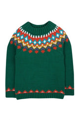 Frugi Fyfe Knitted Jumper - Holly Green Fair Isle
