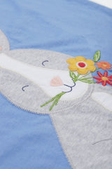 Frugi Cassia Applique T-Shirt - Cornflower/Rabbit