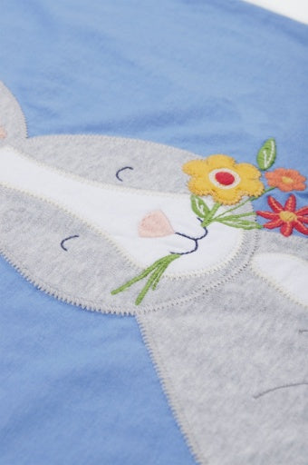 Frugi Cassia Applique T-Shirt - Cornflower/Rabbit