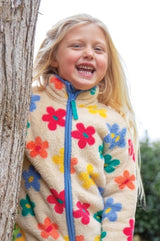 Frugi Zipped Ted Fleece Jacket - Flower Pop