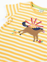Frugi Camille Applique T-Shirt - Bumblebee Stripe/Horse