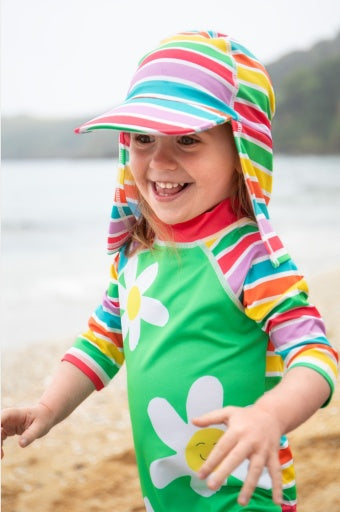 Frugi Little Sun Safe Suit - Summer Stripe/Daisy