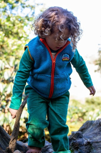Frugi Bude Borg Gilet - Boat Blue/Mushroom