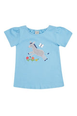 Frugi Emily Applique T-Shirt - Bluebird/Donkey