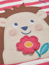 Frugi Easy On T-Shirt - Rhubarb Stripe/Hedgehog