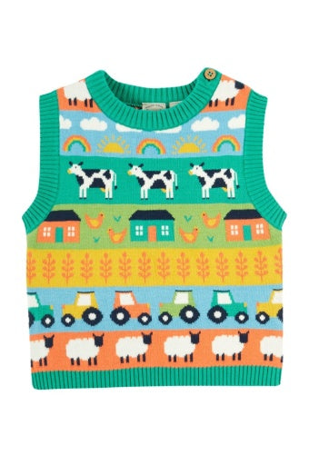 Frugi Tavi Knitted Tank Top - Farm Life Fair Isle