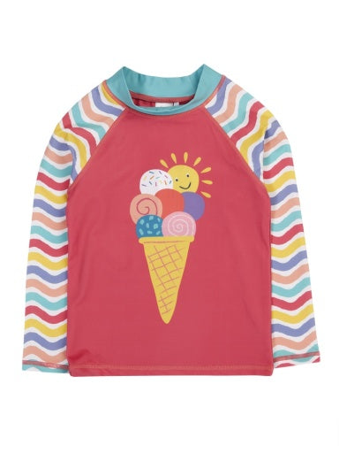 Frugi Sun Safe Rash Vest - Rainbow Wave/Ice Cream