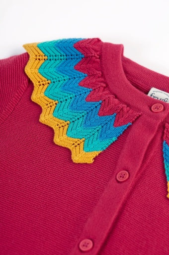 Frugi Wrenly Collared Cardigan - Lingonberry