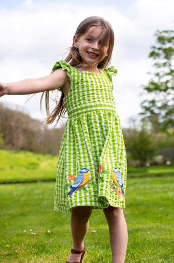 Frugi Zaria Dress - Macaw/Gingham Birds