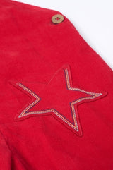 Frugi Cory Cord Dungaree - Berry Red/Star